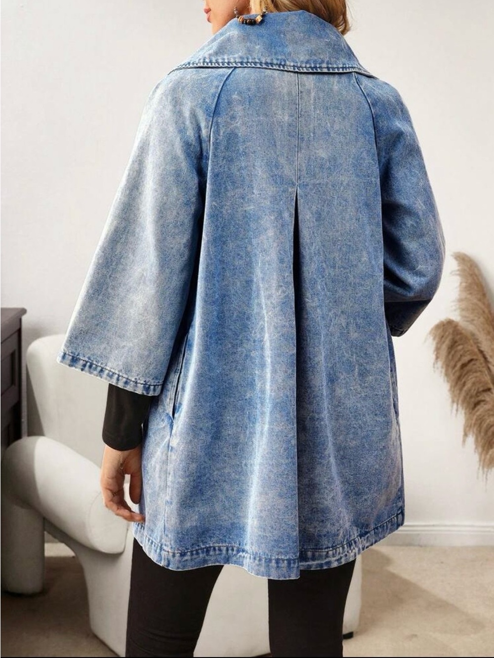 Light Wash Blue Denim Swing Jean Jacket Size L - Picture 7 of 8